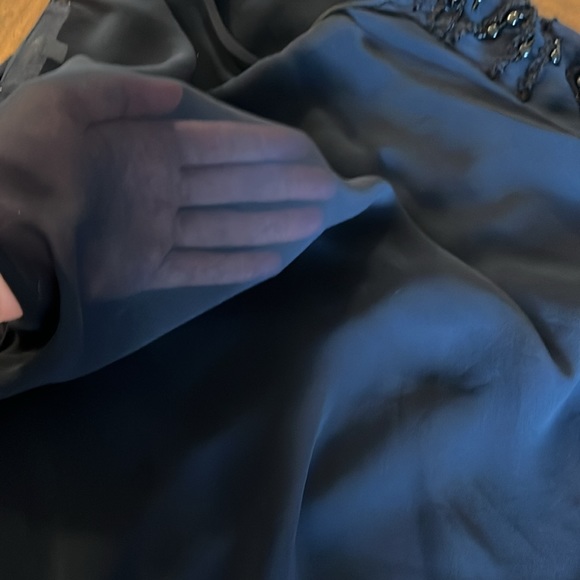 Lola & Sophie Midnight Blue Sleeveless Top with Black Beading Sz S - Picture 6 of 6